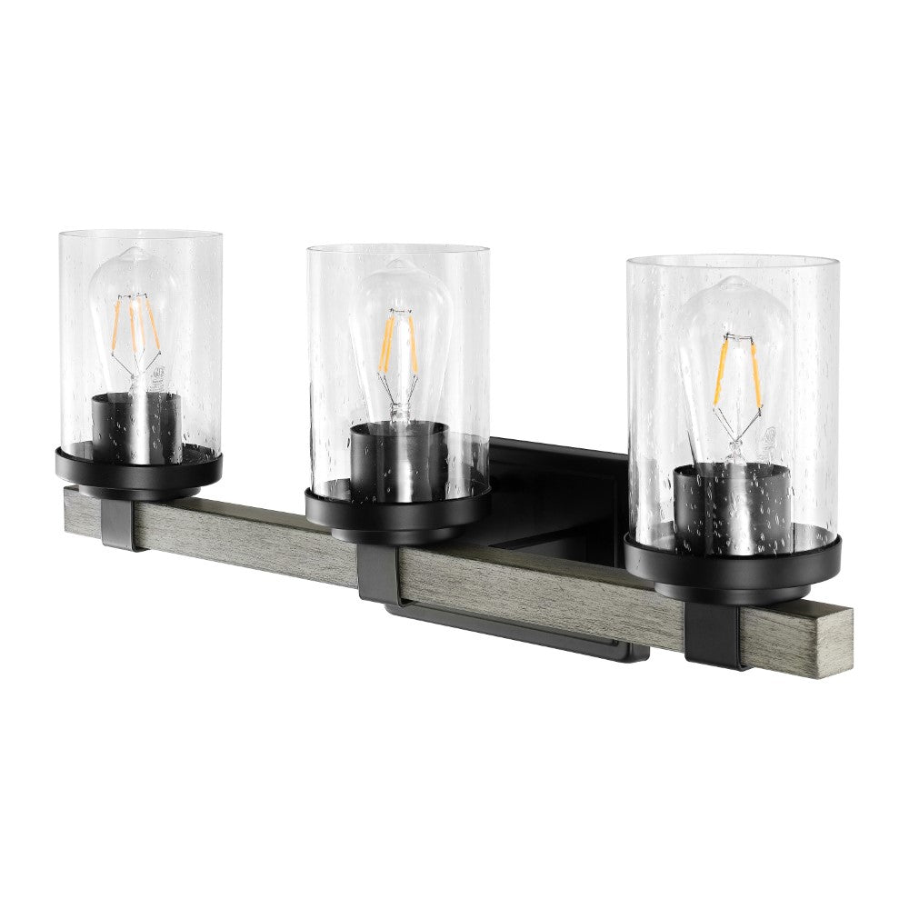 Pinewood Iron/Seeded Glass Rustic Farmhouse LED Vanity Light
