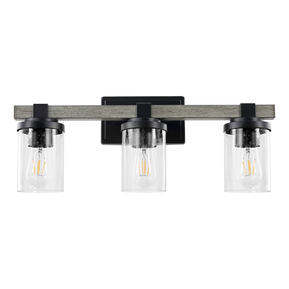 Pinewood Iron/Seeded Glass Rustic Farmhouse LED Vanity Light