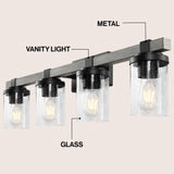Pinewood Iron/Seeded Glass Rustic Farmhouse LED Vanity Light