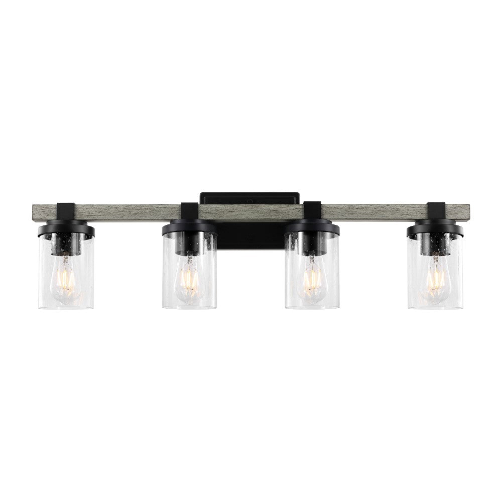 Pinewood Iron/Seeded Glass Rustic Farmhouse LED Vanity Light