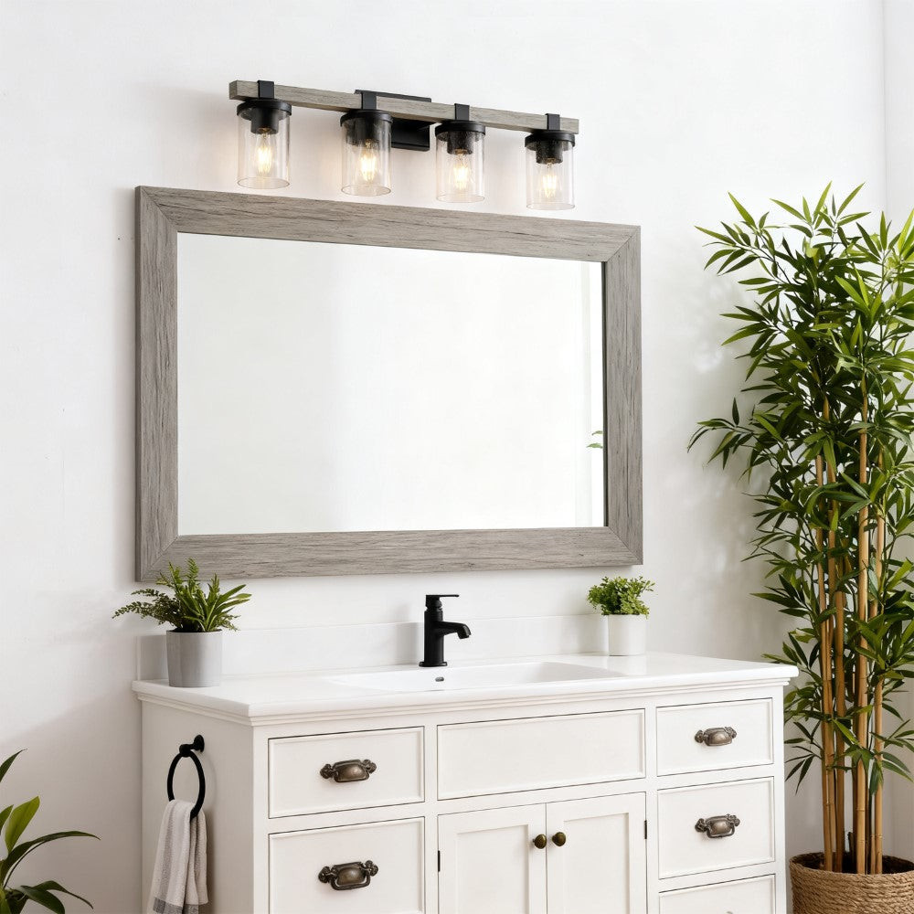 Pinewood Iron/Seeded Glass Rustic Farmhouse LED Vanity Light