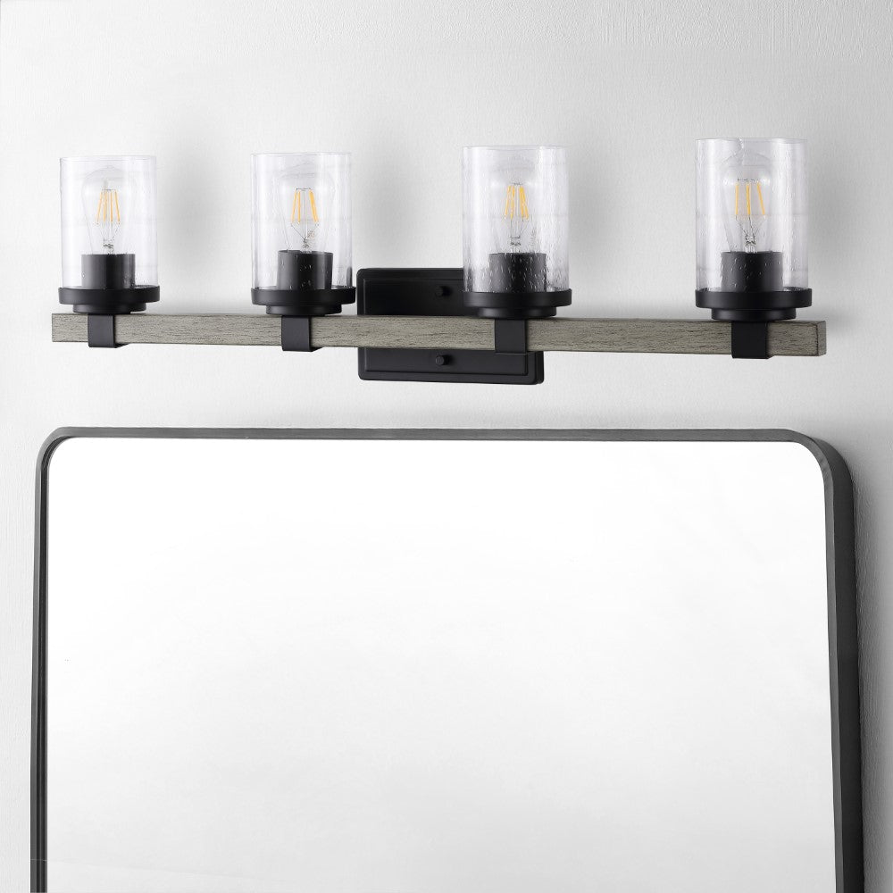 Pinewood Iron/Seeded Glass Rustic Farmhouse LED Vanity Light