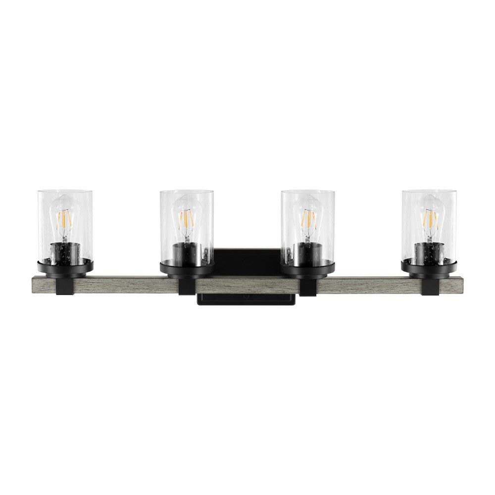 Pinewood Iron/Seeded Glass Rustic Farmhouse LED Vanity Light