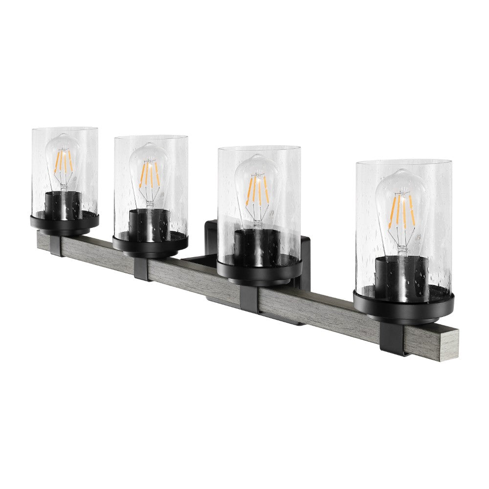 Pinewood Iron/Seeded Glass Rustic Farmhouse LED Vanity Light
