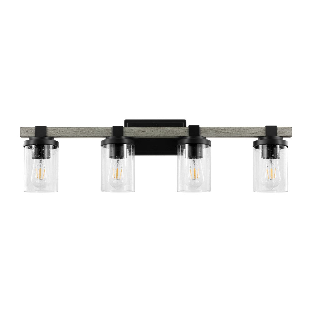 Pinewood Iron/Seeded Glass Rustic Farmhouse LED Vanity Light
