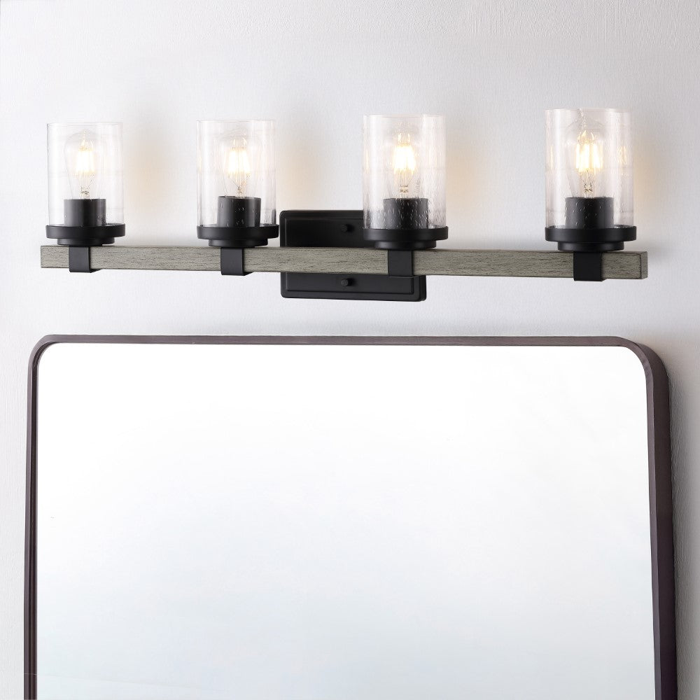 Pinewood Iron/Seeded Glass Rustic Farmhouse LED Vanity Light