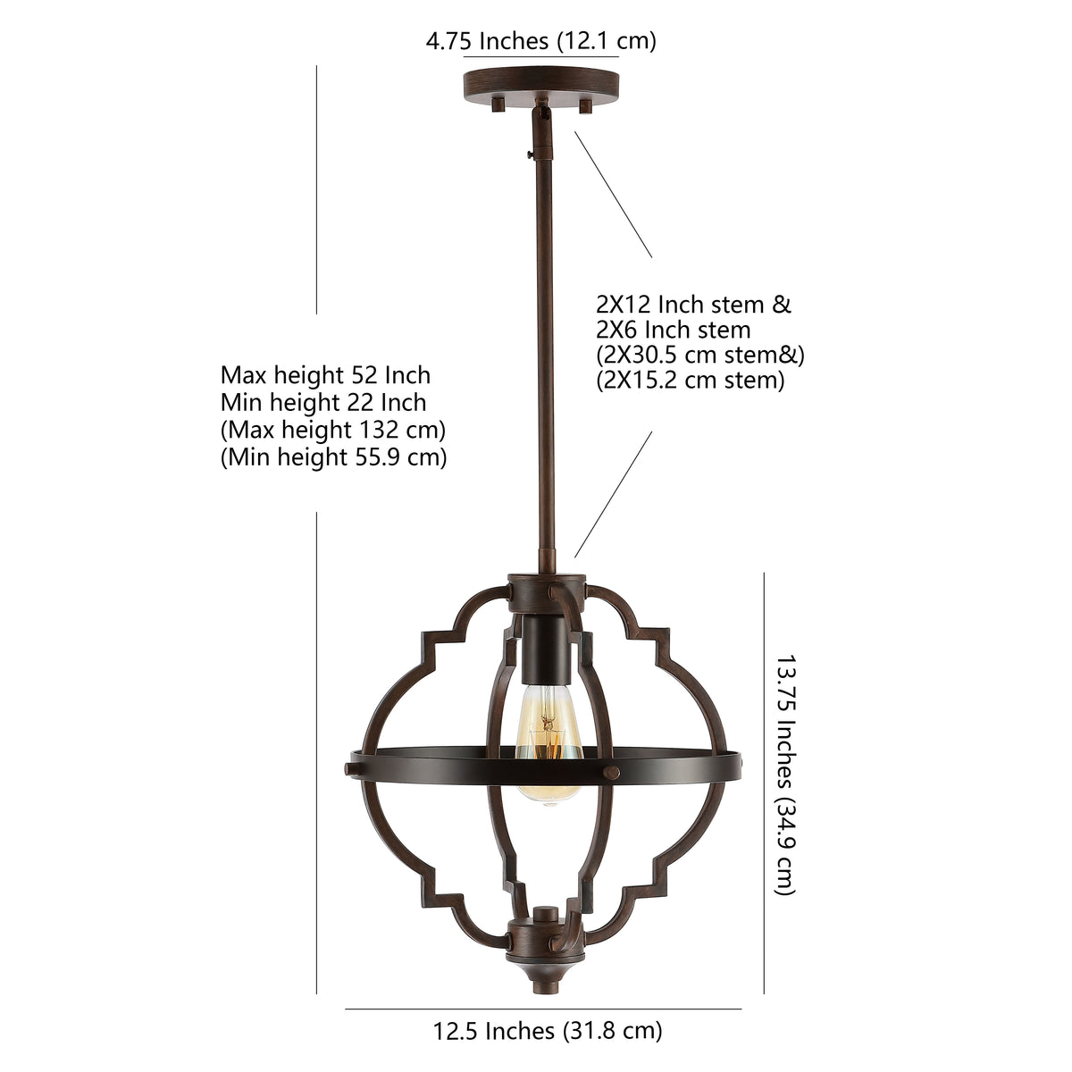 Tuxis 12.5" Adjustable Iron Rustic Industrial LED Pendant