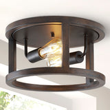 Mariam 12.75" 2-Light Iron Rustic Industrial LED Flush Mount