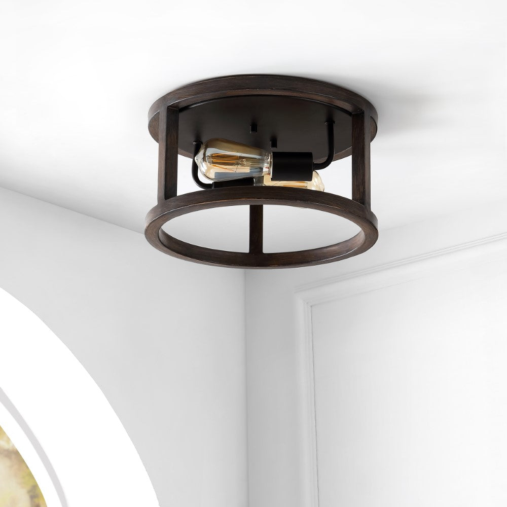 Mariam 12.75" 2-Light Iron Rustic Industrial LED Flush Mount