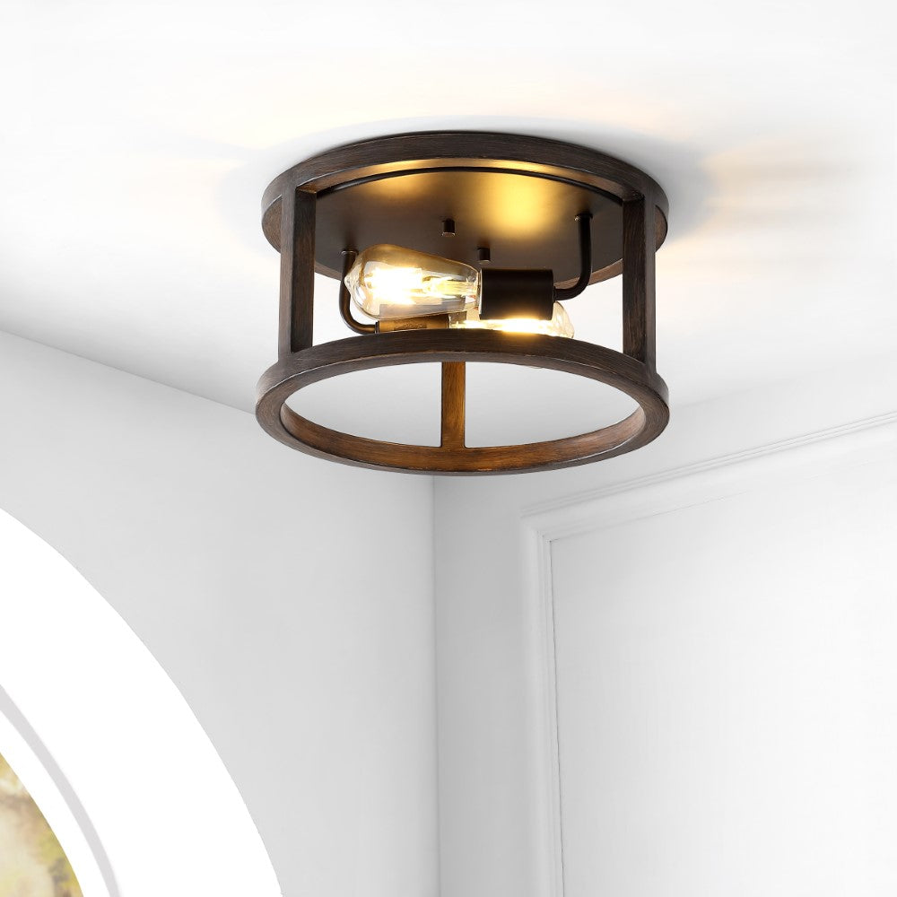 Mariam 12.75" 2-Light Iron Rustic Industrial LED Flush Mount