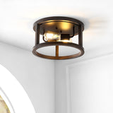 Mariam 12.75" 2-Light Iron Rustic Industrial LED Flush Mount