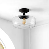 Abukamu 14" Glass/Iron Farmhouse Modern LED Flush Mount