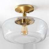 Abukamu 14" Glass/Iron Farmhouse Modern LED Flush Mount