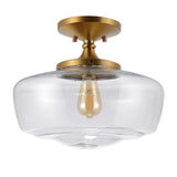 Abukamu 14" Glass/Iron Farmhouse Modern LED Flush Mount