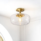 Abukamu 14" Glass/Iron Farmhouse Modern LED Flush Mount