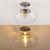 Abukamu 14" Glass/Iron Farmhouse Modern LED Flush Mount