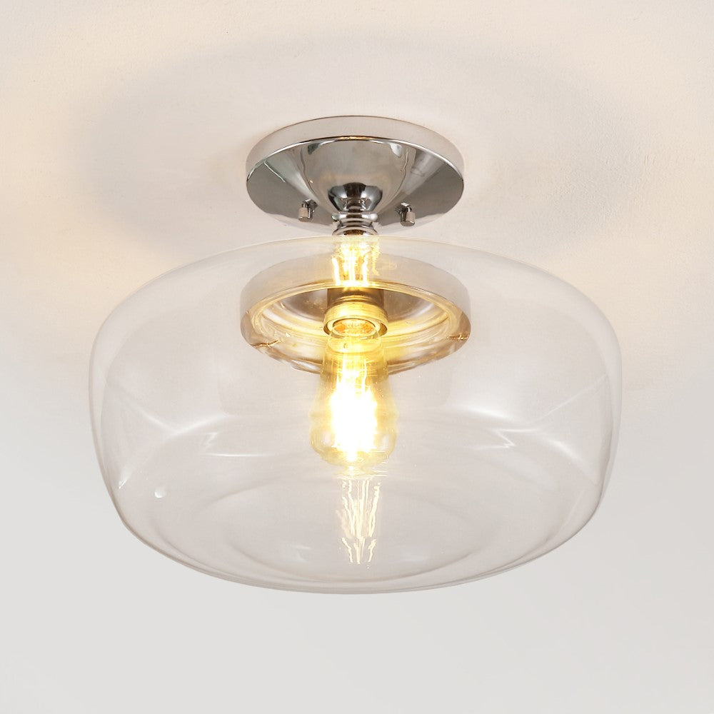Abukamu 14" Glass/Iron Farmhouse Modern LED Flush Mount