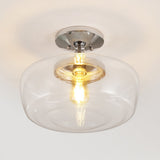 Abukamu 14" Glass/Iron Farmhouse Modern LED Flush Mount