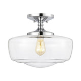 Abukamu 14" Glass/Iron Farmhouse Modern LED Flush Mount