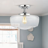 Abukamu 14" Glass/Iron Farmhouse Modern LED Flush Mount