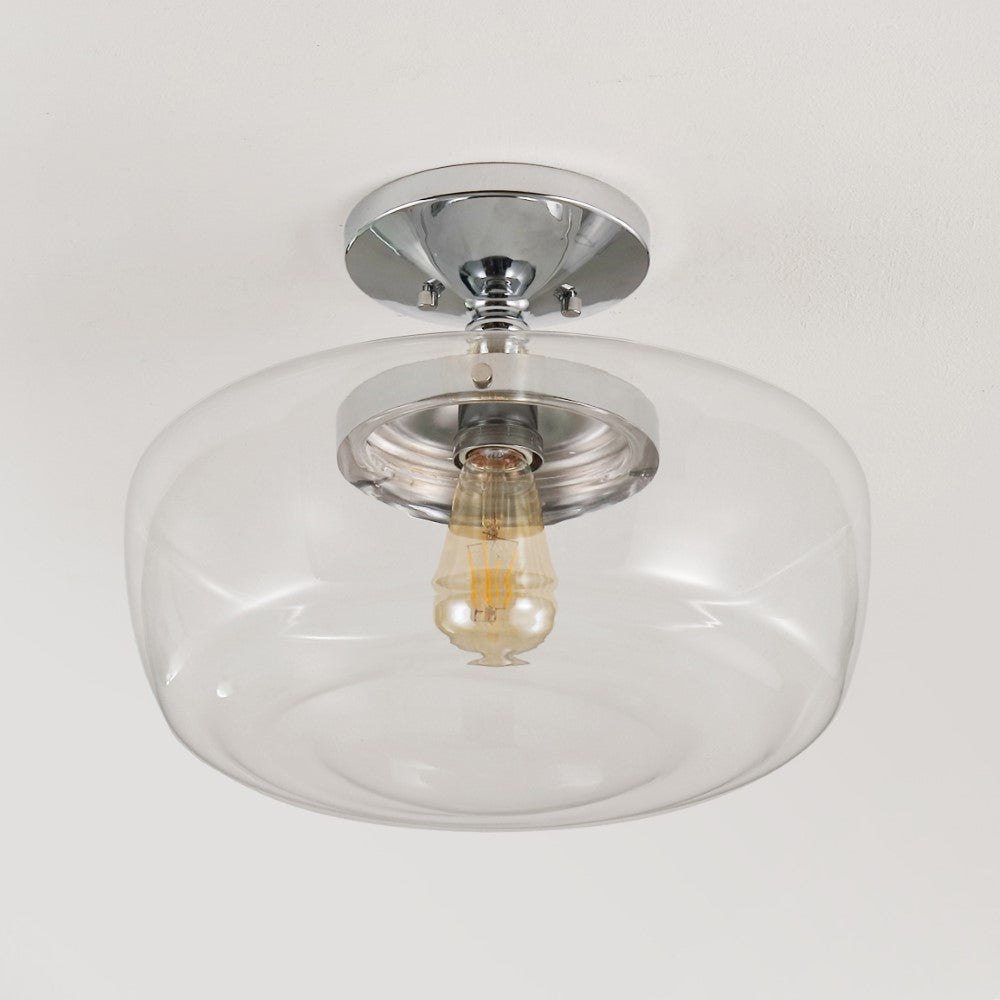 Abukamu 14" Glass/Iron Farmhouse Modern LED Flush Mount