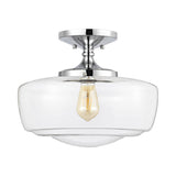 Abukamu 14" Glass/Iron Farmhouse Modern LED Flush Mount