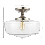 Abukamu 14" Glass/Iron Farmhouse Modern LED Flush Mount