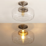 Abukamu 14" Glass/Iron Farmhouse Modern LED Flush Mount