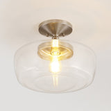 Abukamu 14" Glass/Iron Farmhouse Modern LED Flush Mount
