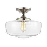 Abukamu 14" Glass/Iron Farmhouse Modern LED Flush Mount