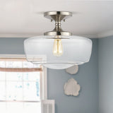 Abukamu 14" Glass/Iron Farmhouse Modern LED Flush Mount