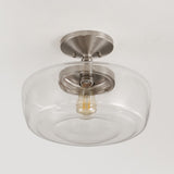 Abukamu 14" Glass/Iron Farmhouse Modern LED Flush Mount