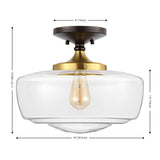 Abukamu 14" Glass/Iron Farmhouse Modern LED Flush Mount