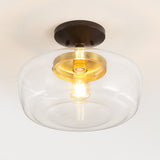 Abukamu 14" Glass/Iron Farmhouse Modern LED Flush Mount