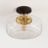 Abukamu 14" Glass/Iron Farmhouse Modern LED Flush Mount