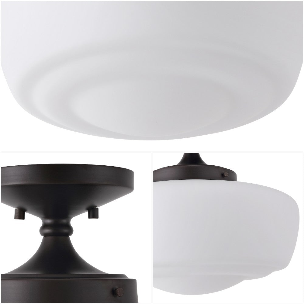 Abukamu 14" Glass/Iron Farmhouse Modern LED Flush Mount