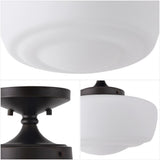 Abukamu 14" Glass/Iron Farmhouse Modern LED Flush Mount