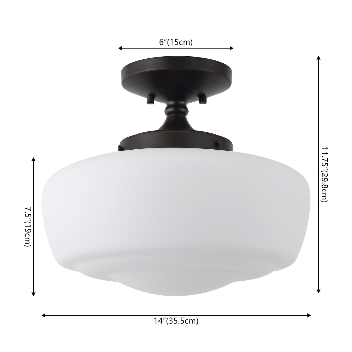 Abukamu 14" Glass/Iron Farmhouse Modern LED Flush Mount