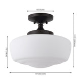 Abukamu 14" Glass/Iron Farmhouse Modern LED Flush Mount