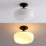 Abukamu 14" Glass/Iron Farmhouse Modern LED Flush Mount