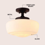 Abukamu 14" Glass/Iron Farmhouse Modern LED Flush Mount