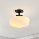 Abukamu 14" Glass/Iron Farmhouse Modern LED Flush Mount