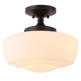 Abukamu 14" Glass/Iron Farmhouse Modern LED Flush Mount