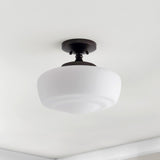 Abukamu 14" Glass/Iron Farmhouse Modern LED Flush Mount