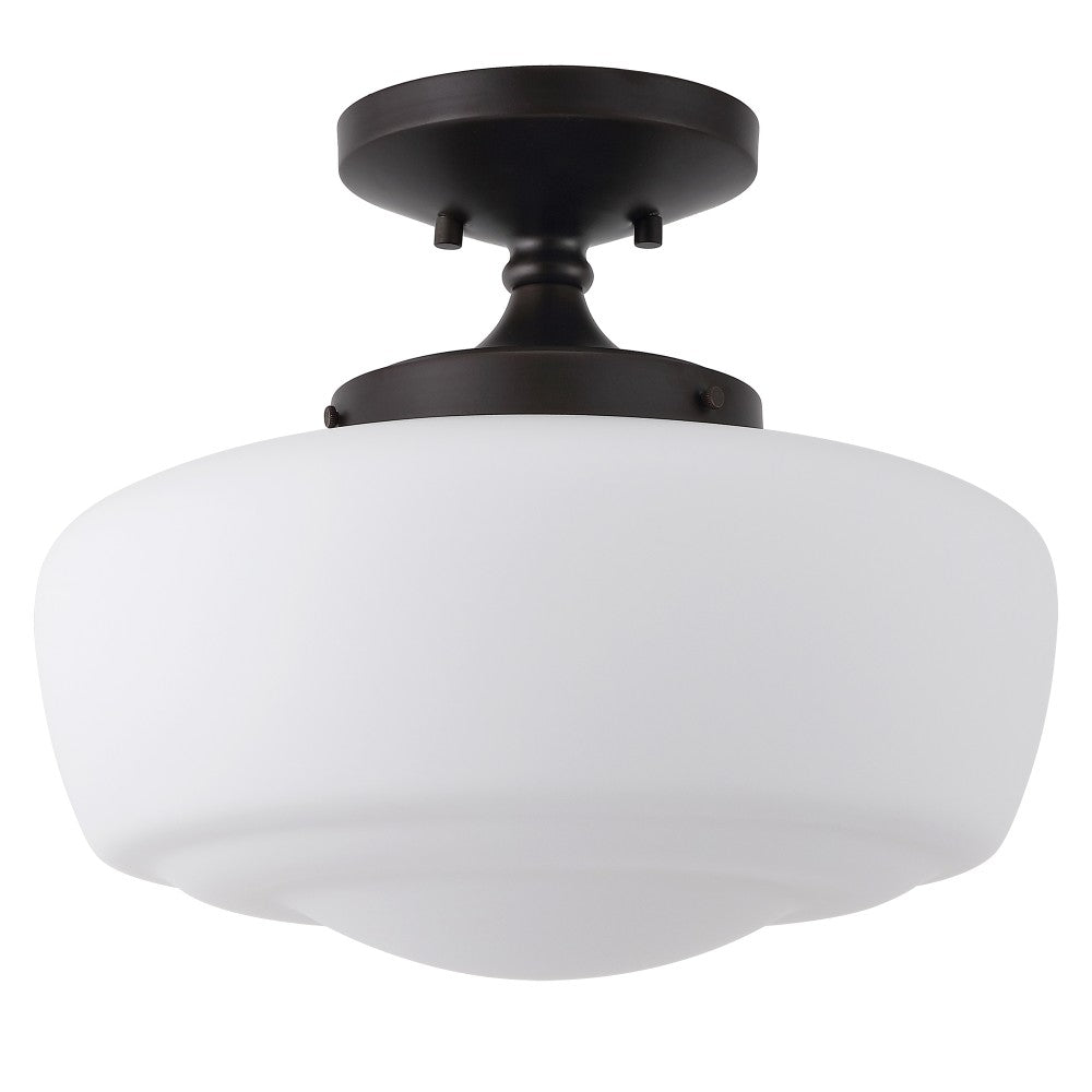 Abukamu 14" Glass/Iron Farmhouse Modern LED Flush Mount