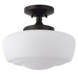 Abukamu 14" Glass/Iron Farmhouse Modern LED Flush Mount