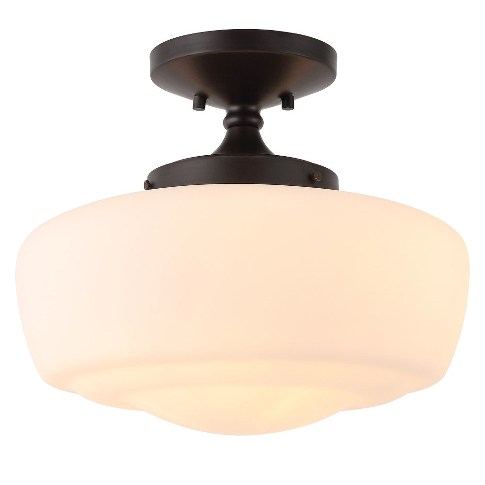 Abukamu 14" Glass/Iron Farmhouse Modern LED Flush Mount