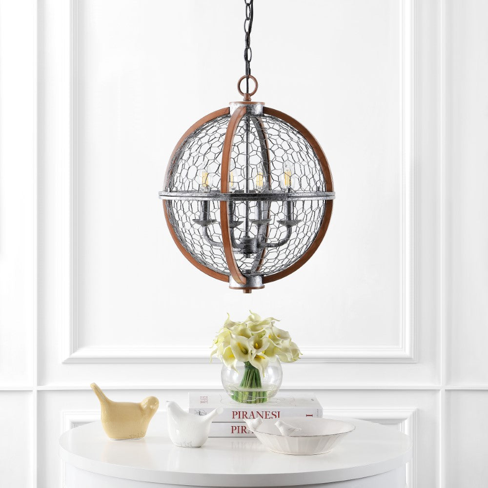 Comegys 16" 4-Light Adjustable Iron Rustic Industrial LED Pendant