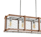 Comegys 34.5" Linear 4-Light Adjustable Iron Rustic Industrial LED Pendant