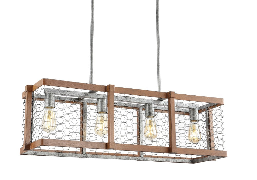 Comegys 34.5" Linear 4-Light Adjustable Iron Rustic Industrial LED Pendant